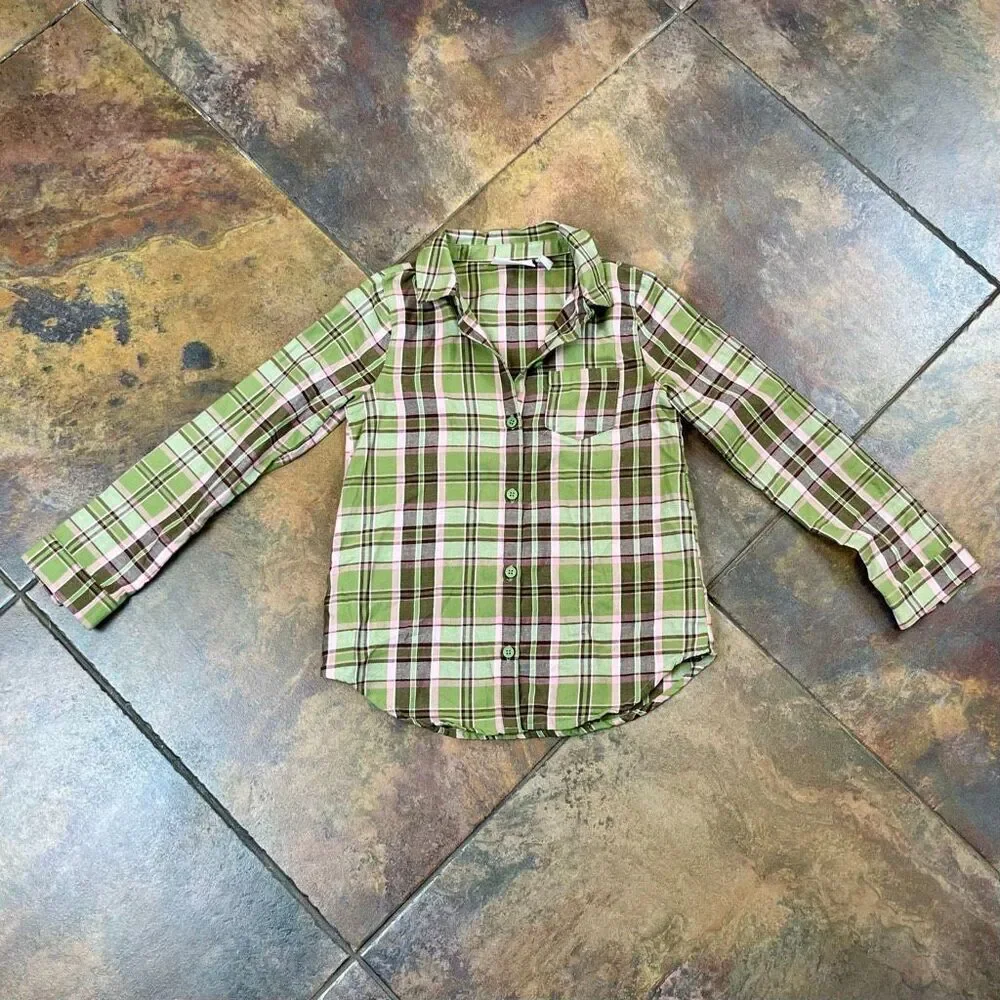 The Children’s Place Girls Plaid Button Up Shirt 7/8 Medium